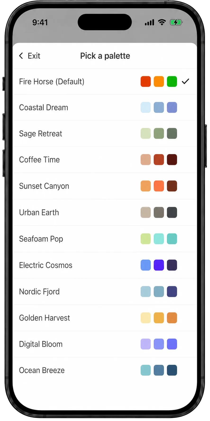 Color palette selection